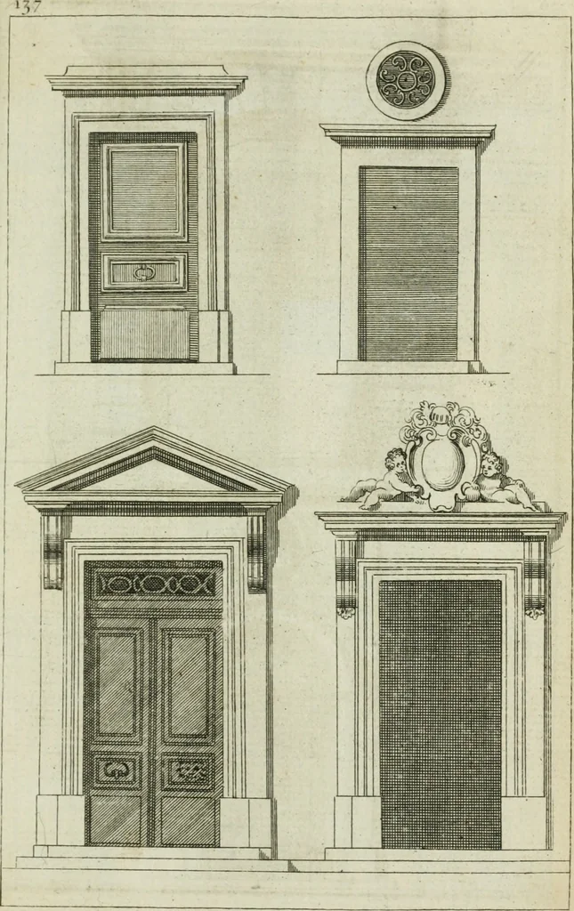 An illustration from A treatise of architecture, with remarks and observations : necessary for young people, who would apply themselves to that noble art, 1732, leaf 306
