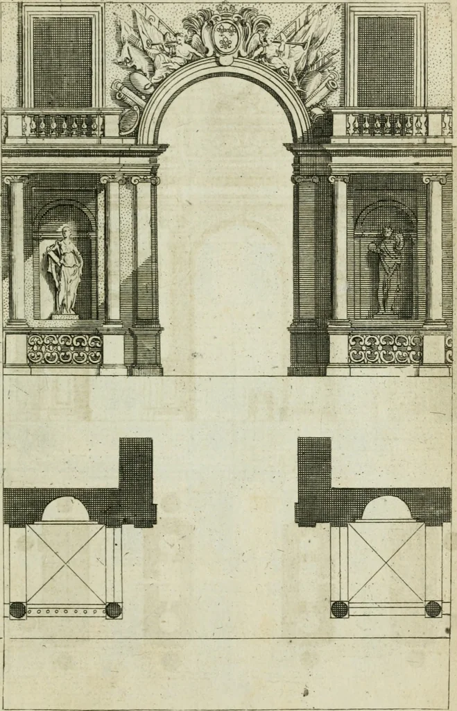 An illustration from A treatise of architecture, with remarks and observations : necessary for young people, who would apply themselves to that noble art, 1732, leaf 310