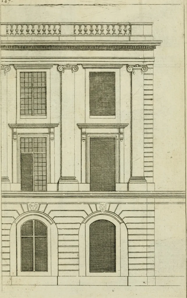 An illustration from A treatise of architecture, with remarks and observations : necessary for young people, who would apply themselves to that noble art, 1732, leaf 316