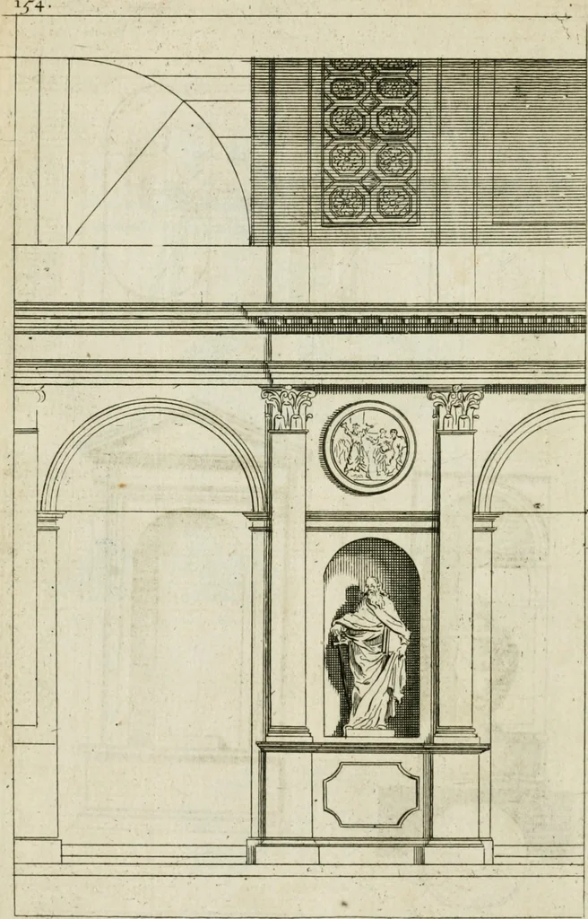 An illustration from A treatise of architecture, with remarks and observations : necessary for young people, who would apply themselves to that noble art, 1732, leaf 323