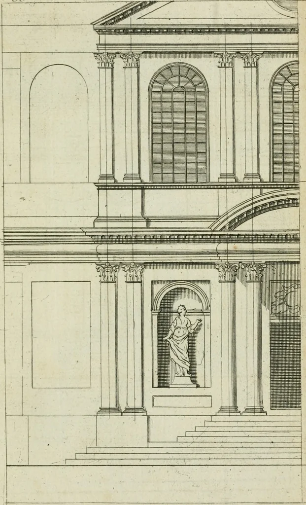 An illustration from A treatise of architecture, with remarks and observations : necessary for young people, who would apply themselves to that noble art, 1732, leaf 324