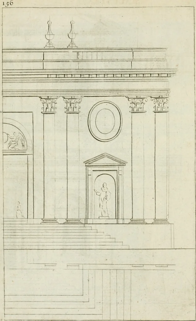 An illustration from A treatise of architecture, with remarks and observations : necessary for young people, who would apply themselves to that noble art, 1732, leaf 325