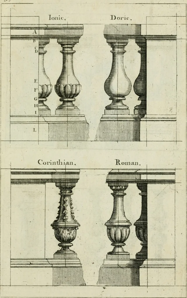 An illustration from A treatise of architecture, with remarks and observations : necessary for young people, who would apply themselves to that noble art, 1732, leaf 328