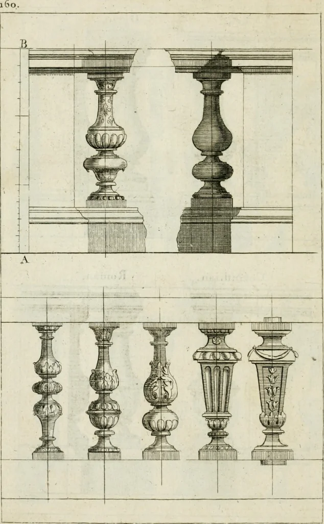 An illustration from A treatise of architecture, with remarks and observations : necessary for young people, who would apply themselves to that noble art, 1732, leaf 329