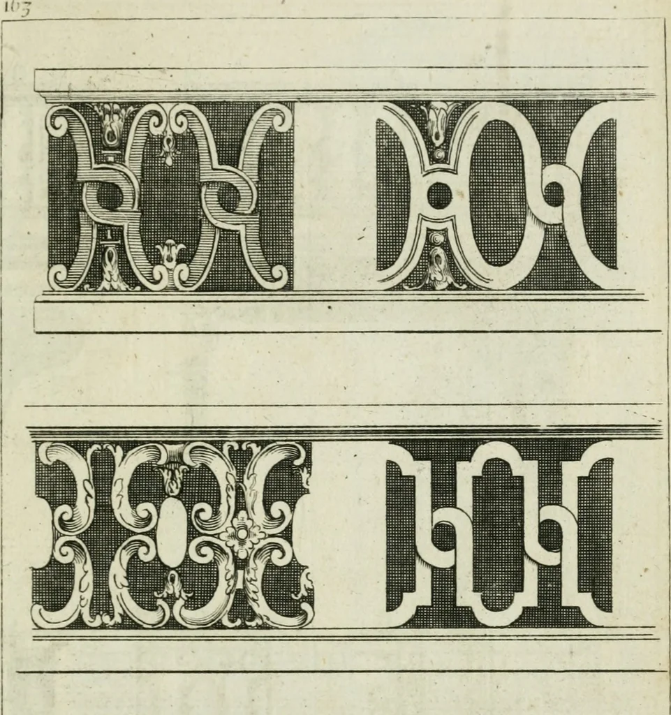 An illustration from A treatise of architecture, with remarks and observations : necessary for young people, who would apply themselves to that noble art, 1732, leaf 332