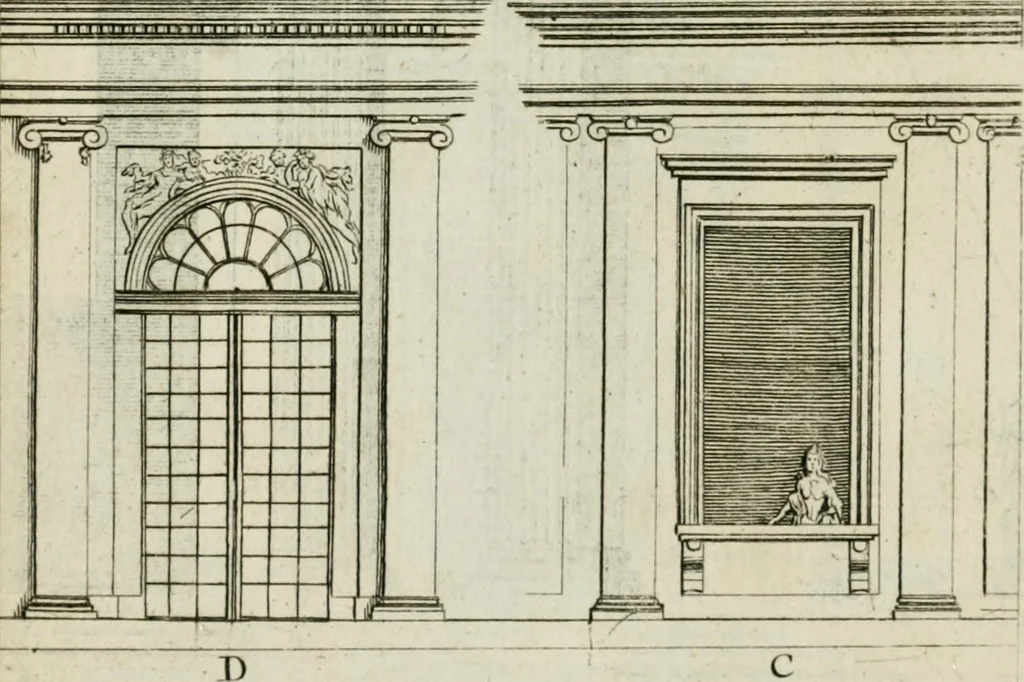 An illustration from A treatise of architecture, with remarks and observations : necessary for young people, who would apply themselves to that noble art, 1732, leaf 337