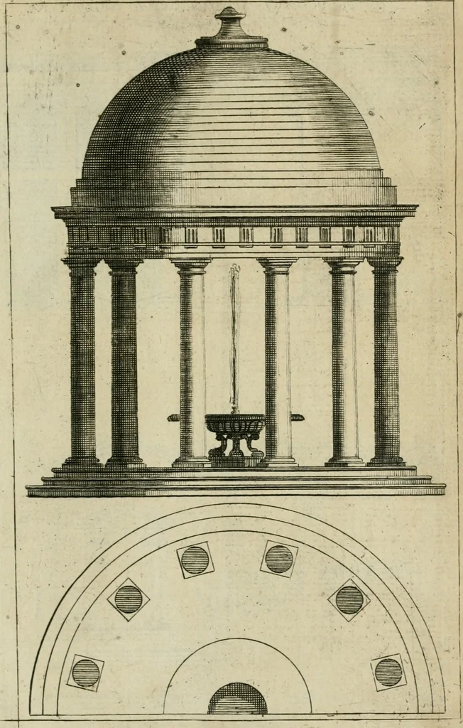 An illustration from A treatise of architecture, with remarks and observations : necessary for young people, who would apply themselves to that noble art, 1732, leaf 340
