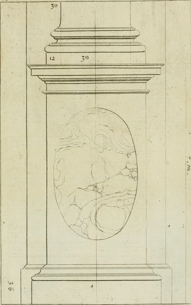 An illustration from A treatise of architecture, with remarks and observations : necessary for young people, who would apply themselves to that noble art, 1732, leaf 348