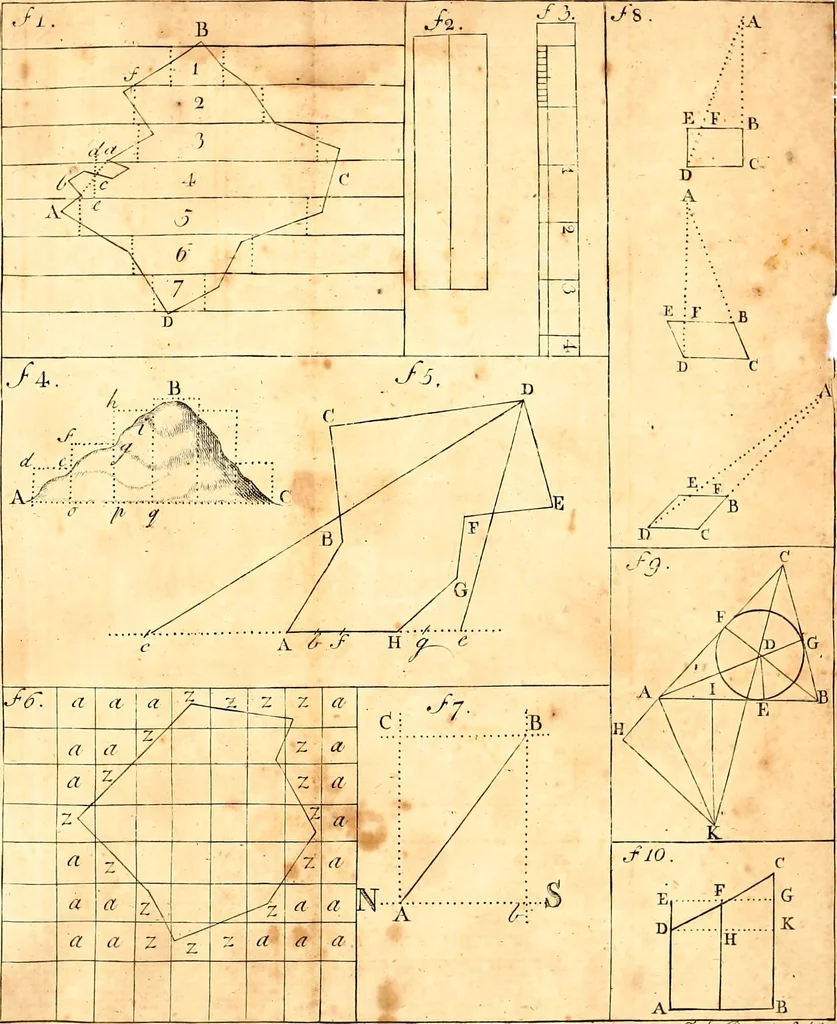 An illustration from A treatise of practical surveying : which is demonstrated from its first principles ; wherein every thing that is useful and curious in that art, is fully considered and explained ..., 1789, leaf 408