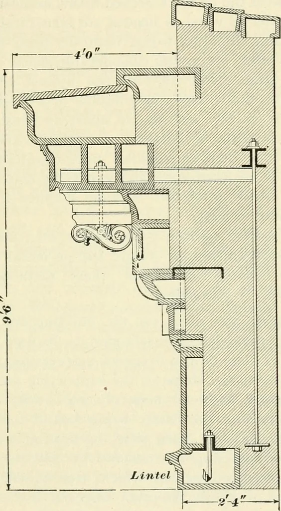 An illustration from A treatise on architecture and building construction, 1899, leaf 258
