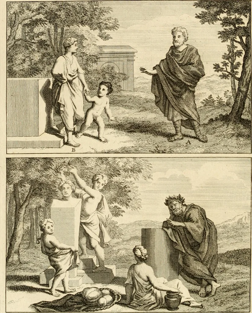 An illustration from A treatise on the art of painting, in all its branches; accompanied by seventy engraved plates, and exemplified by remarks on the paintings of the best masters .., 1817, leaf 203