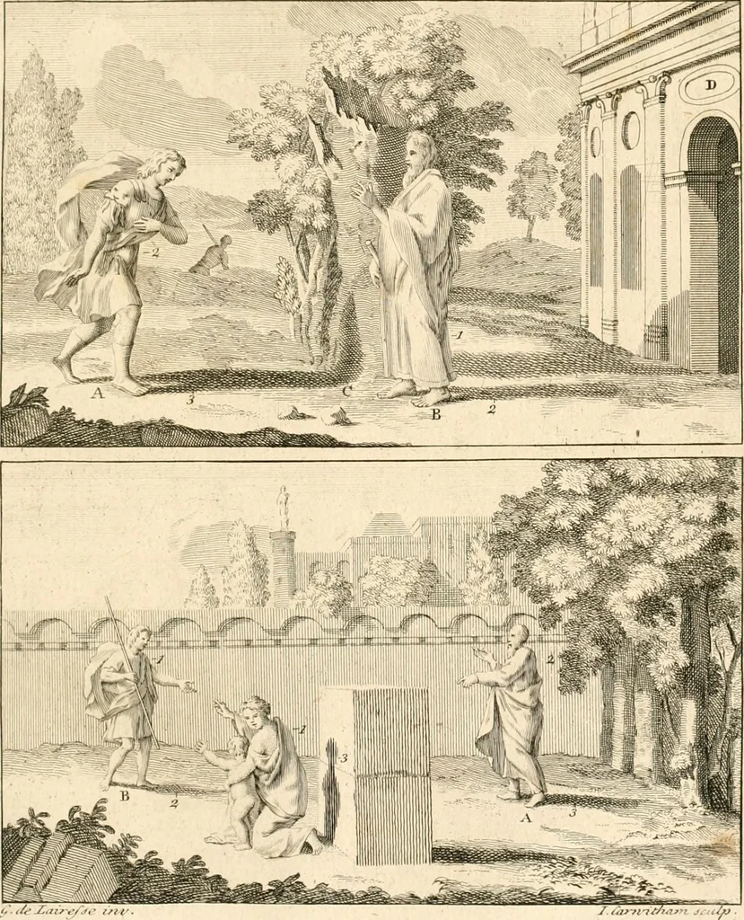 An illustration from A treatise on the art of painting, in all its branches; accompanied by seventy engraved plates, and exemplified by remarks on the paintings of the best masters .., 1817, leaf 214
