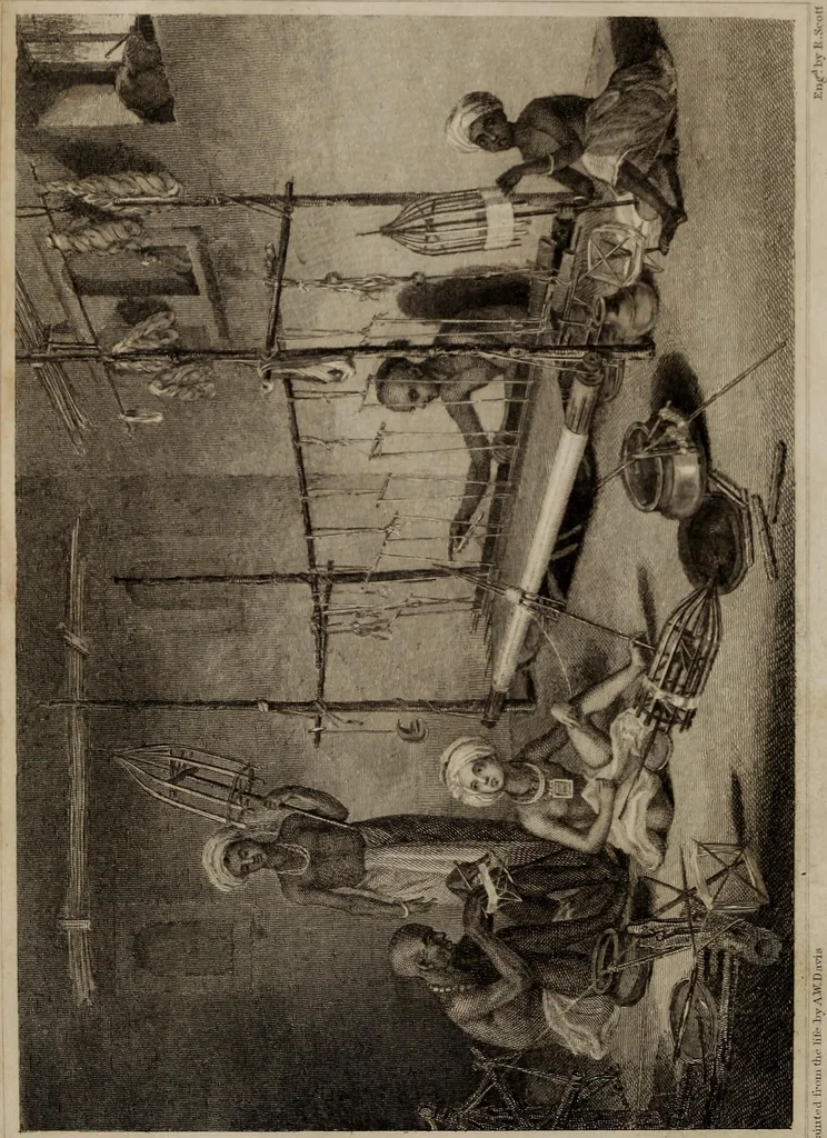 An illustration from A treatise on the art of weaving, illustrated by engravings. With calculations and tables for the use of manufacturers, 1827, leaf 7
