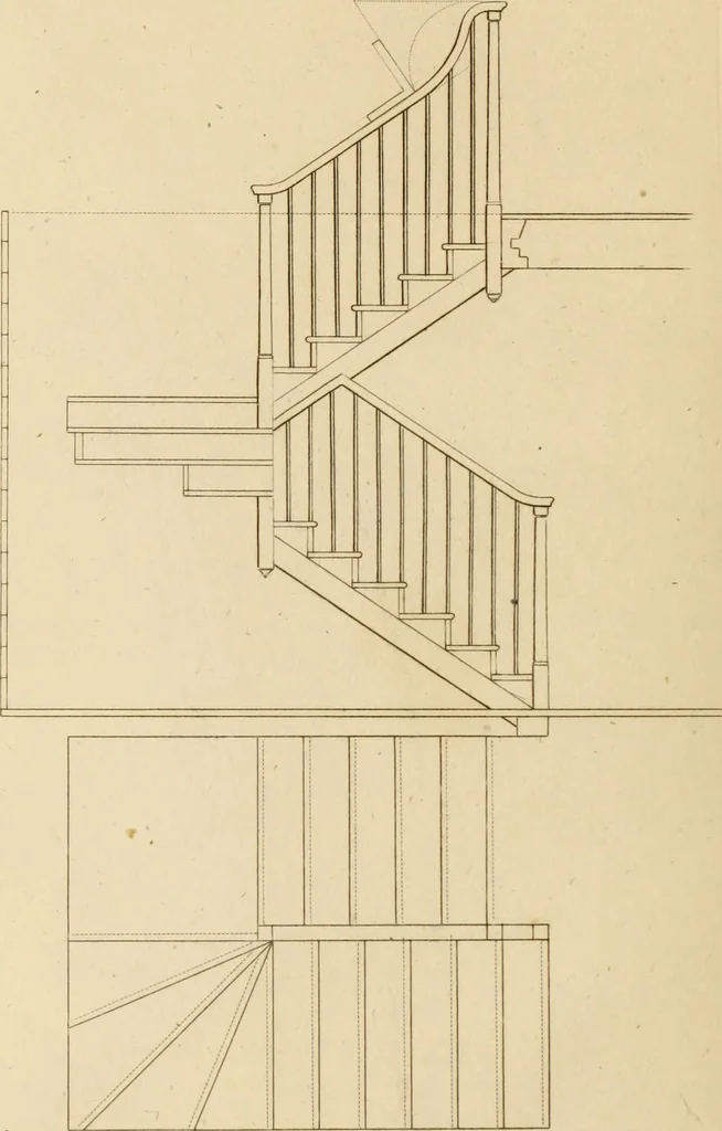 An illustration from A treatise on the construction of staircases and handrails ... Preceded by some necessary problems in practical geometry; with the sections and coverings of prismatic solids, 1820, leaf 63