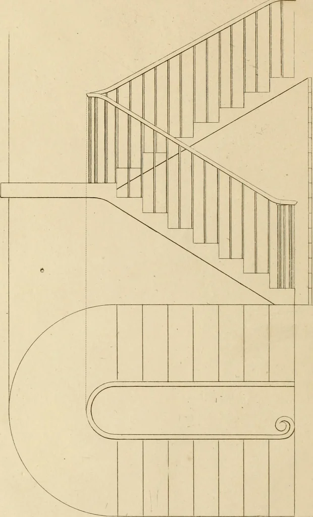 An illustration from A treatise on the construction of staircases and handrails ... Preceded by some necessary problems in practical geometry; with the sections and coverings of prismatic solids, 1820, leaf 67