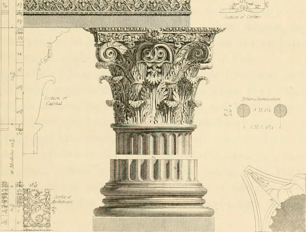 An illustration from A treatise on the decorative part of civil architecture, 1862, leaf 216
