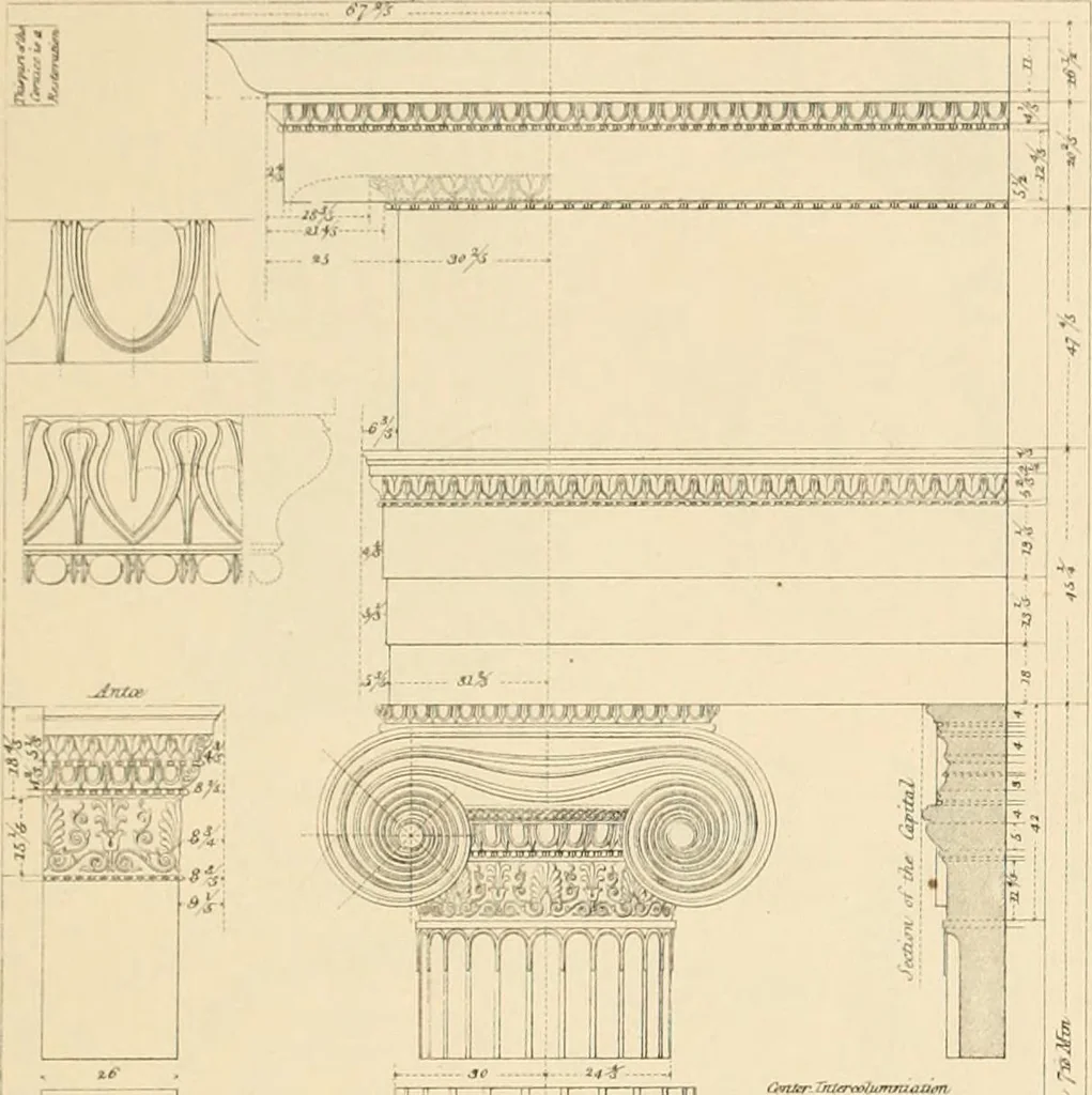 An illustration from A treatise on the decorative part of civil architecture, 1862, leaf 80