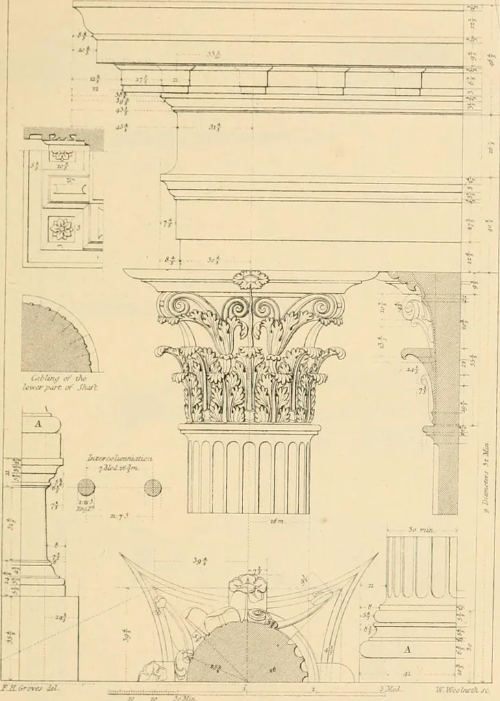 An illustration from A treatise on the decorative part of civil architecture, 1862, leaf 88