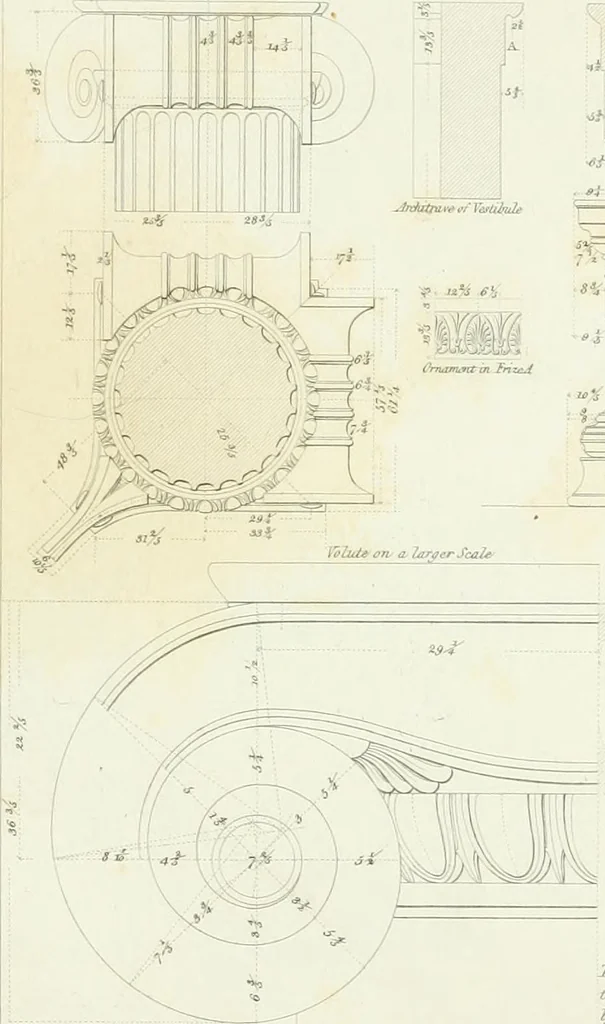 An illustration from A treatise on the decorative part of civil architecture, 1825, leaf 136
