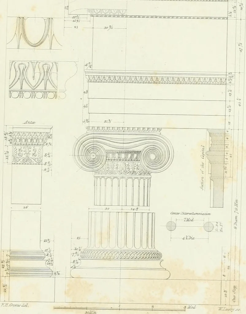 An illustration from A treatise on the decorative part of civil architecture, 1825, leaf 138