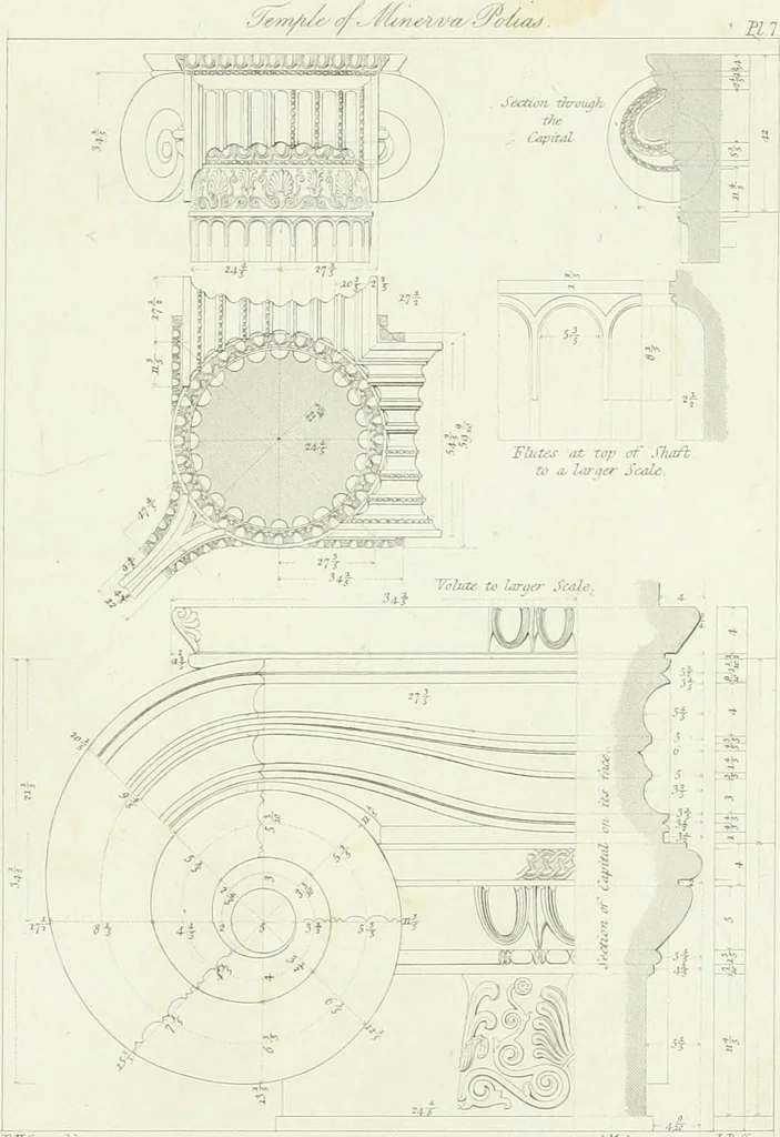 An illustration from A treatise on the decorative part of civil architecture, 1825, leaf 140