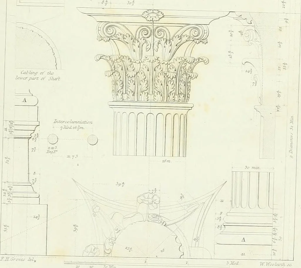 An illustration from A treatise on the decorative part of civil architecture, 1825, leaf 146