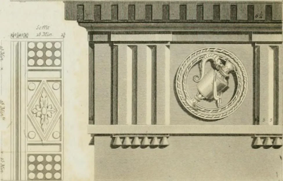 An illustration from A treatise on the decorative part of civil architecture, 1825, leaf 291