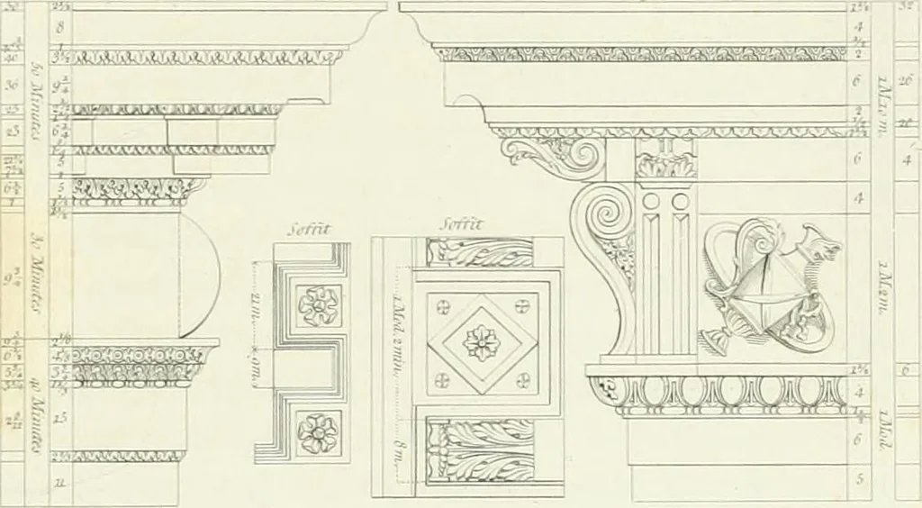 An illustration from A treatise on the decorative part of civil architecture, 1825, leaf 320
