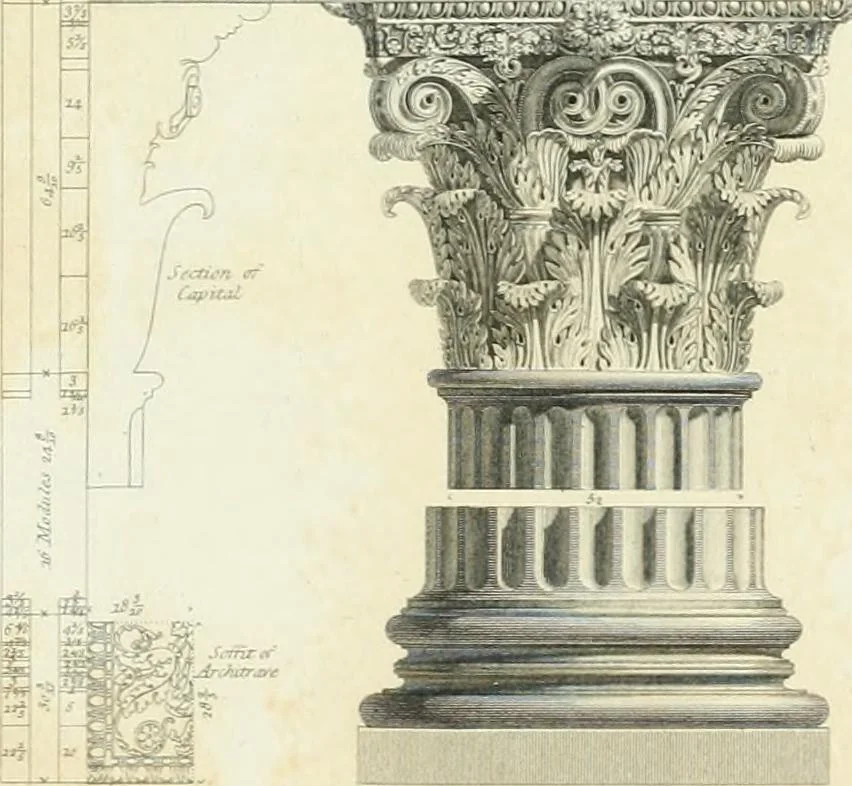 An illustration from A treatise on the decorative part of civil architecture, 1825, leaf 330