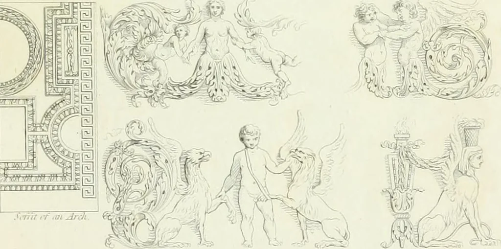 An illustration from A treatise on the decorative part of civil architecture, 1825, leaf 184