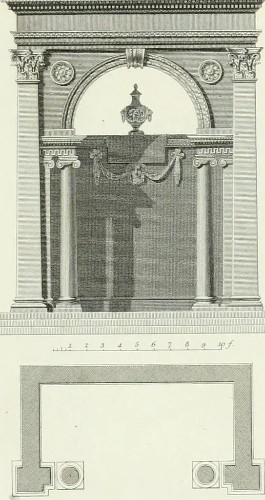 An illustration from A treatise on the decorative part of civil architecture, 1825, leaf 220