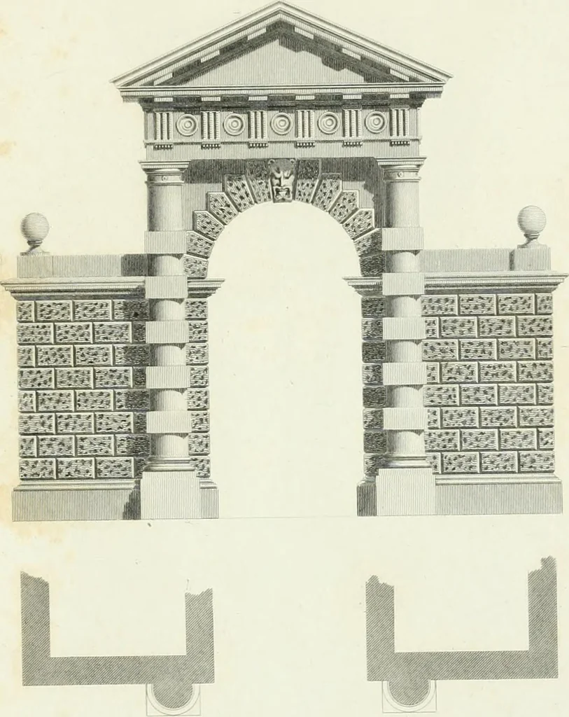 An illustration from A treatise on the decorative part of civil architecture, 1825, leaf 230
