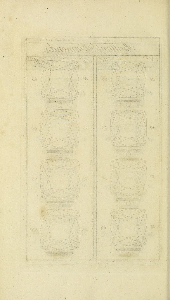 An illustration from A treatise on diamonds and pearls : in which their importance is considered : and plain rules are exhibited for ascertaining the value of both; and the true method of manufacturing diamonds, 1751, leaf 204