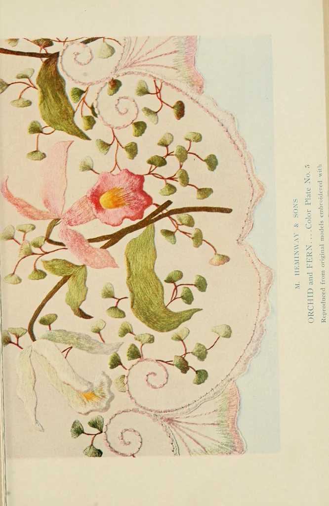 An illustration from A treatise on embroidery; with twenty color illustrations from original models, 1907, leaf 37