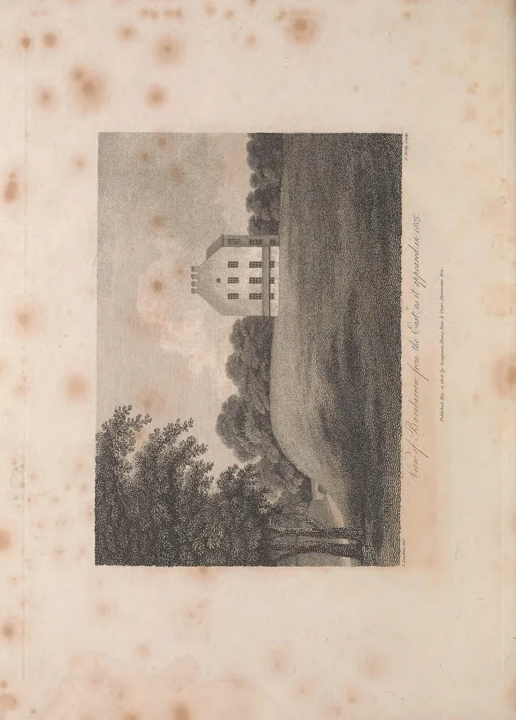 An illustration from A treatise on forming, improving, and managing country residences : and on the choice of situations appropriate to every class of purchasers. In all which the object in view is to unite in a better manner than has hitherto been done, a taste founded in nature with economy and utility, in constructing or improving mansions, and other rural buildings, so as to combine architectural fitness with picturesque effect, and in forming gardens, orchards, farms, parks, pleasure-grounds, shrubberies, all kinds of useful or decorative plantations, and every object of convenience or beauty peculiar to country seats, according to the extent, character, or style of situations, and the rank, fortune, and expenditure of proprietors, from the cottage to the palace. With an appendix, containing an enquiry into the utility and merits of Mr. Repton's mode of shewing effects by slides and sketches, and strictures on his opinions and practice in landscape gardening. Illustrated by descriptions of scenery and buildings, by references to country seats, and passages of country in most parts of Great Britain, and by thirty-two engravings, 1806, leaf 385
