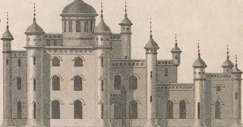An illustration from A treatise on forming, improving, and managing country residences : and on the choice of situations appropriate to every class of purchasers. In all which the object in view is to unite in a better manner than has hitherto been done, a taste founded in nature with economy and utility, in constructing or improving mansions, and other rural buildings, so as to combine architectural fitness with picturesque effect, and in forming gardens, orchards, farms, parks, pleasure-grounds, shrubberies, all kinds of useful or decorative plantations, and every object of convenience or beauty peculiar to country seats, according to the extent, character, or style of situations, and the rank, fortune, and expenditure of proprietors, from the cottage to the palace. With an appendix, containing an enquiry into the utility and merits of Mr. Repton's mode of shewing effects by slides and sketches, and strictures on his opinions and practice in landscape gardening. Illustrated by descriptions of scenery and buildings, by references to country seats, and passages of country in most parts of Great Britain, and by thirty-two engravings, 1806, leaf 167
