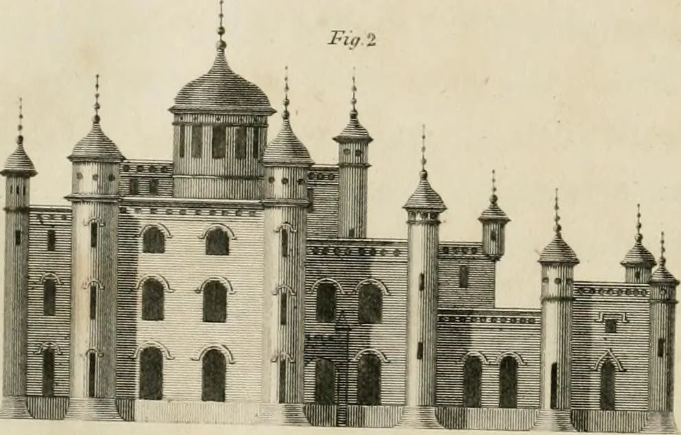An illustration from A treatise on forming, improving, and managing country residences : and on the choice of situations appropriate to every class of purchasers, in all which the object in view is to unite in a better manner than has hitherto been done, a taste founded in nature with economy and utility, in constructing or improving mansions, and other rural buildings, so as to combine architectural fitness with picturesque effect ... : with an appendix, containing an enquiry into the utility and merits of Mr. Repton's mode of shewing effects by slides and sketches, and strictures on his opinions and practice in landscape gardening : illustrated by descriptions of scenery and buildings, by references to country seats, and passages of country in most parts of Great Britain, and by thirty-two engravings, 1806, leaf 169