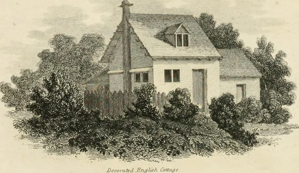 An illustration from A treatise on forming, improving, and managing country residences : and on the choice of situations appropriate to every class of purchasers, in all which the object in view is to unite in a better manner than has hitherto been done, a taste founded in nature with economy and utility, in constructing or improving mansions, and other rural buildings, so as to combine architectural fitness with picturesque effect ... : with an appendix, containing an enquiry into the utility and merits of Mr. Repton's mode of shewing effects by slides and sketches, and strictures on his opinions and practice in landscape gardening : illustrated by descriptions of scenery and buildings, by references to country seats, and passages of country in most parts of Great Britain, and by thirty-two engravings, 1806, leaf 204
