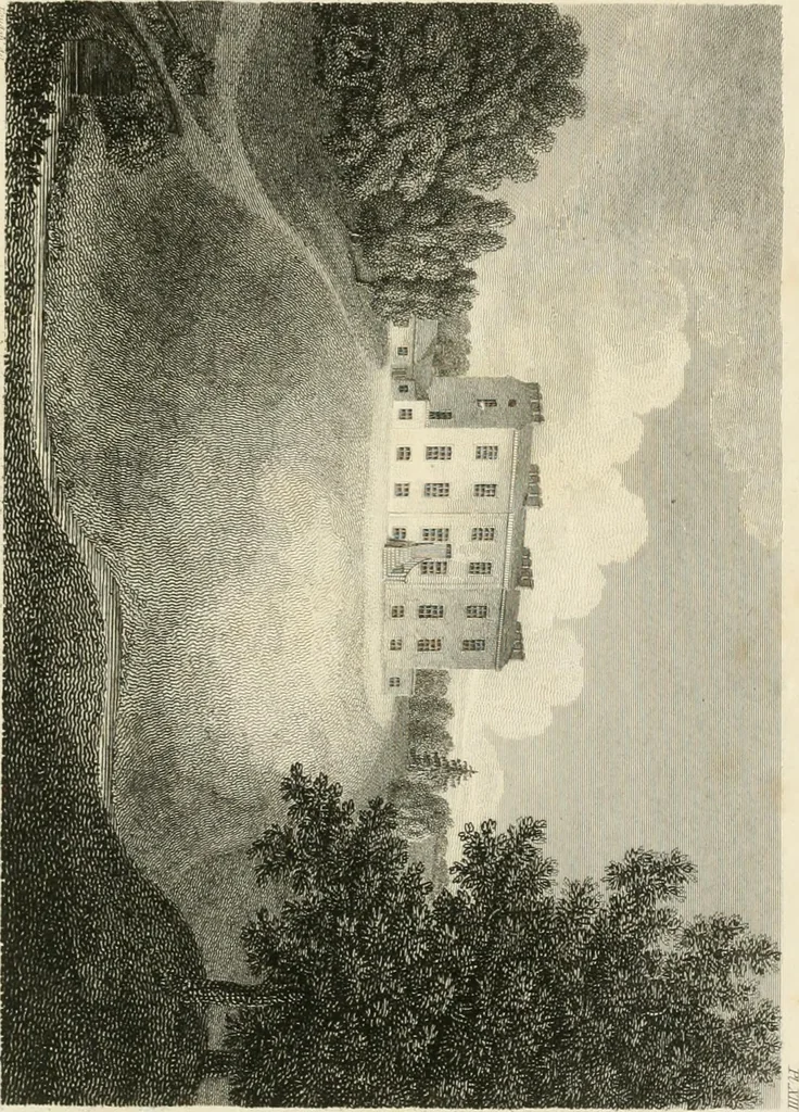 An illustration from A treatise on forming, improving, and managing country residences : and on the choice of situations appropriate to every class of purchasers, in all which the object in view is to unite in a better manner than has hitherto been done, a taste founded in nature with economy and utility, in constructing or improving mansions, and other rural buildings, so as to combine architectural fitness with picturesque effect ... : with an appendix, containing an enquiry into the utility and merits of Mr. Repton's mode of shewing effects by slides and sketches, and strictures on his opinions and practice in landscape gardening : illustrated by descriptions of scenery and buildings, by references to country seats, and passages of country in most parts of Great Britain, and by thirty-two engravings, 1806, leaf 436