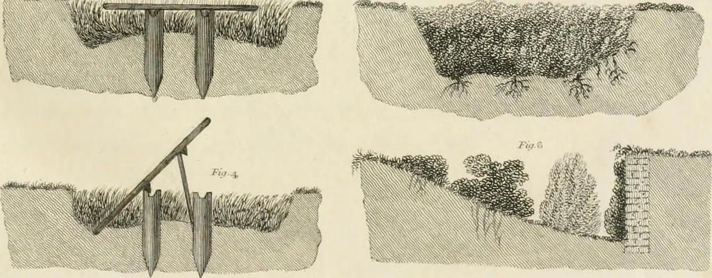 An illustration from A treatise on forming, improving, and managing country residences : and on the choice of situations appropriate to every class of purchasers, in all which the object in view is to unite in a better manner than has hitherto been done, a taste founded in nature with economy and utility, in constructing or improving mansions, and other rural buildings, so as to combine architectural fitness with picturesque effect ... : with an appendix, containing an enquiry into the utility and merits of Mr. Repton's mode of shewing effects by slides and sketches, and strictures on his opinions and practice in landscape gardening : illustrated by descriptions of scenery and buildings, by references to country seats, and passages of country in most parts of Great Britain, and by thirty-two engravings, 1806, leaf 78