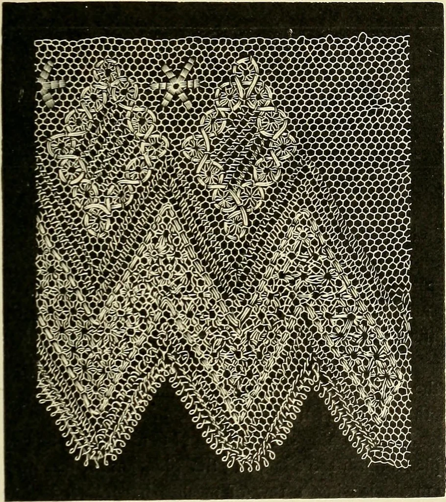 An illustration from A treatise on lace-making, embroidery, and needle-work with Irish flax threads, 1892, leaf 100