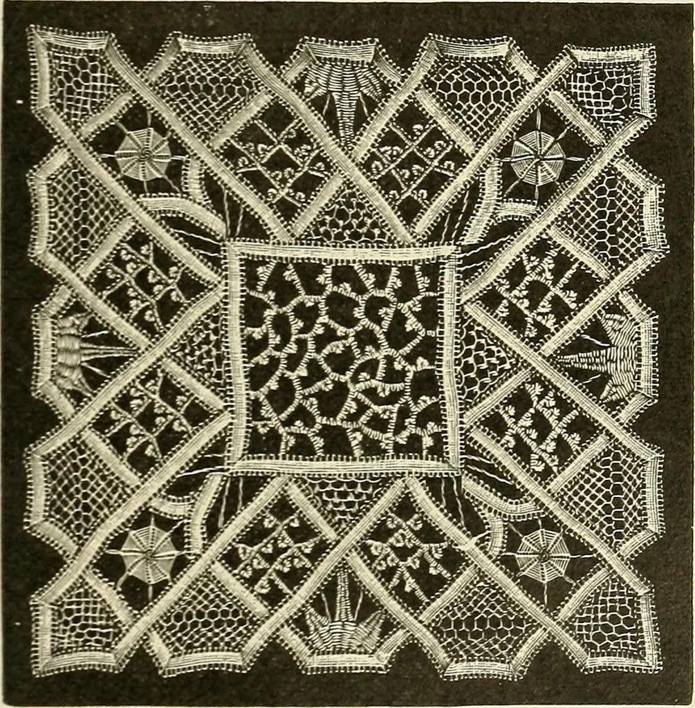 An illustration from A treatise on lace-making, embroidery, and needle-work with Irish flax threads, 1892, leaf 110