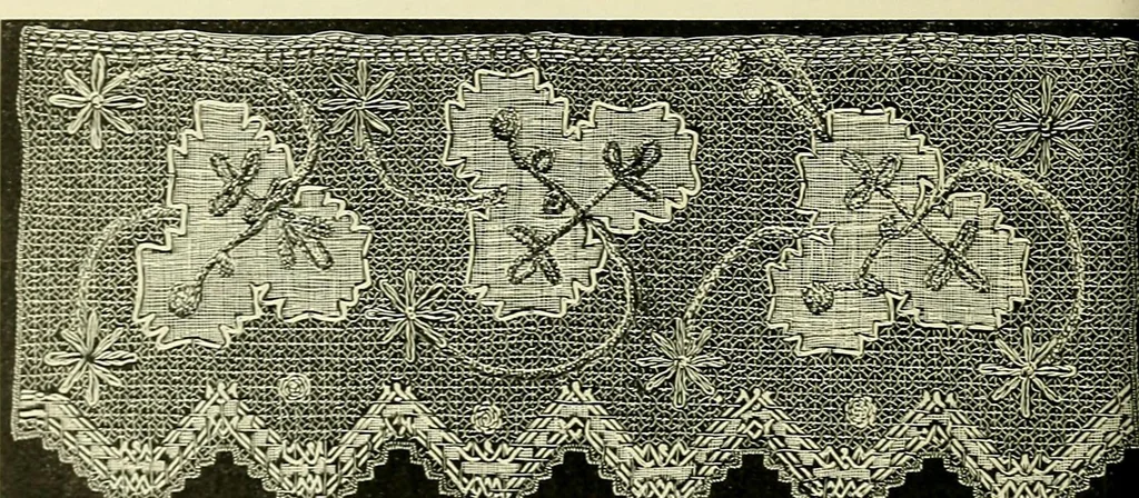 An illustration from A treatise on lace-making, embroidery, and needle-work with Irish flax threads, 1892, leaf 91