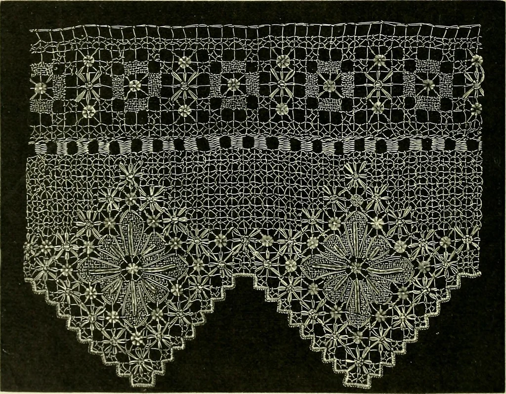 An illustration from A treatise on lace-making, embroidery, and needle-work with Irish flax threads, 1892, leaf 97