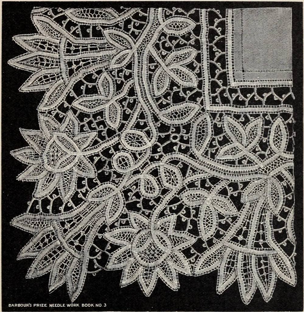 An illustration from A treatise on lace-making, embroidery, and needle-work with Irish flax threads, 1892, leaf 102