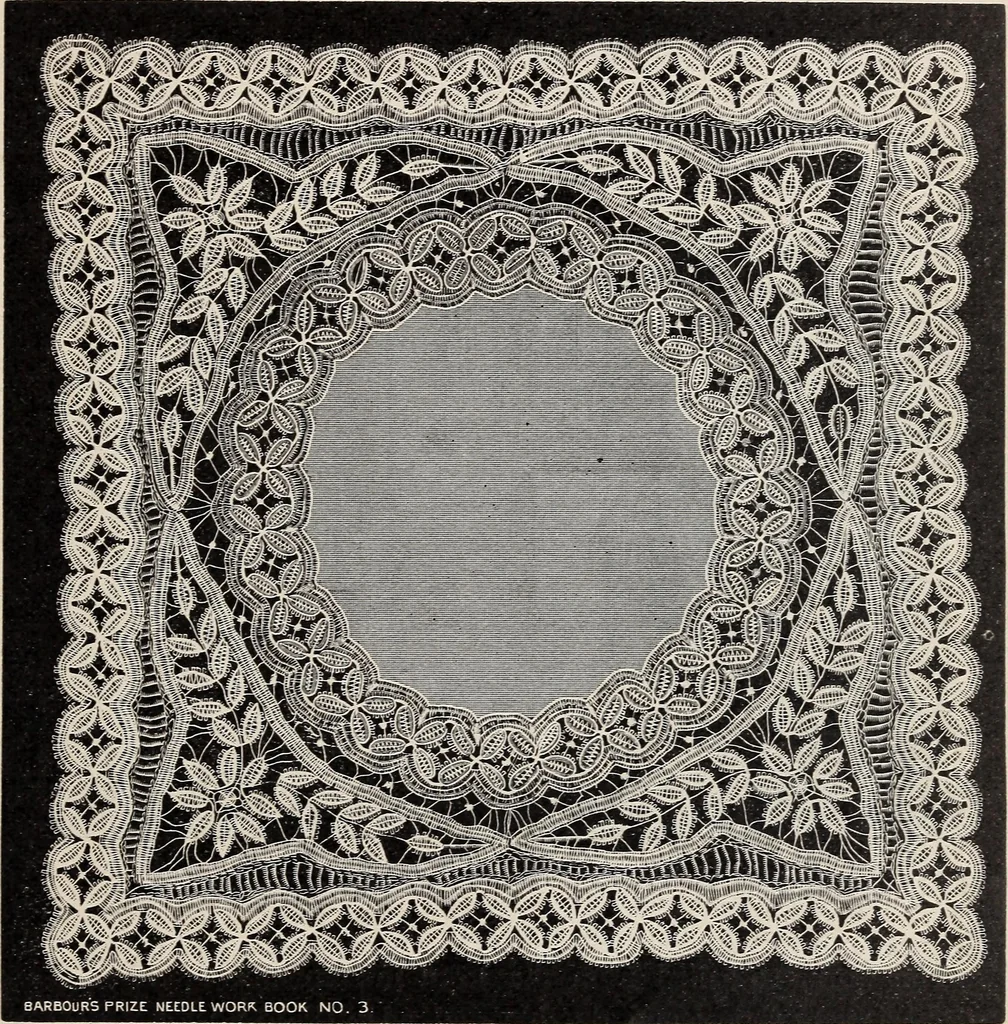 An illustration from A treatise on lace-making, embroidery, and needle-work with Irish flax threads, 1892, leaf 104