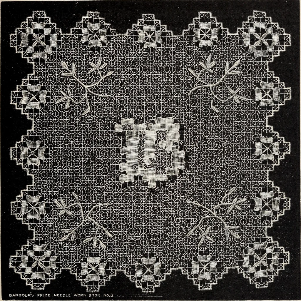 An illustration from A treatise on lace-making, embroidery, and needle-work with Irish flax threads, 1892, leaf 66