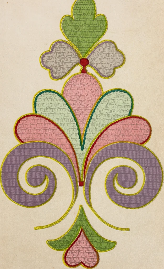 An illustration from A treatise on lace-making, embroidery, and needle-work with Irish flax threads, 1892, leaf 104