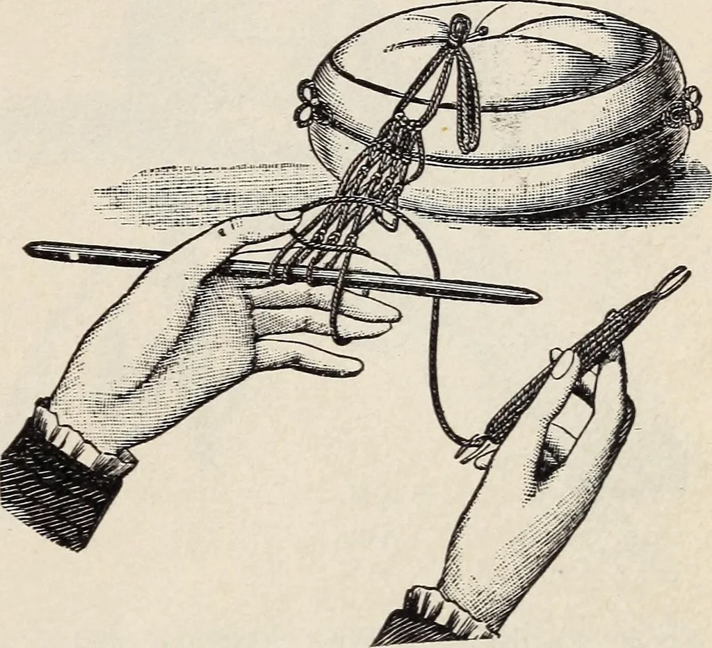 An illustration from A treatise on lace-making, embroidery, and needle-work with Irish flax threads, 1892, leaf 100