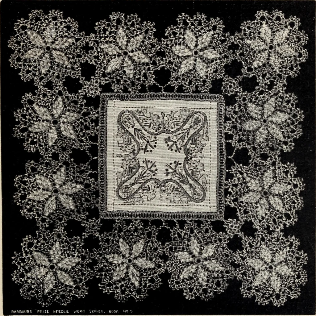 An illustration from A treatise on lace-making, embroidery, and needle-work with Irish flax threads, 1892, leaf 50